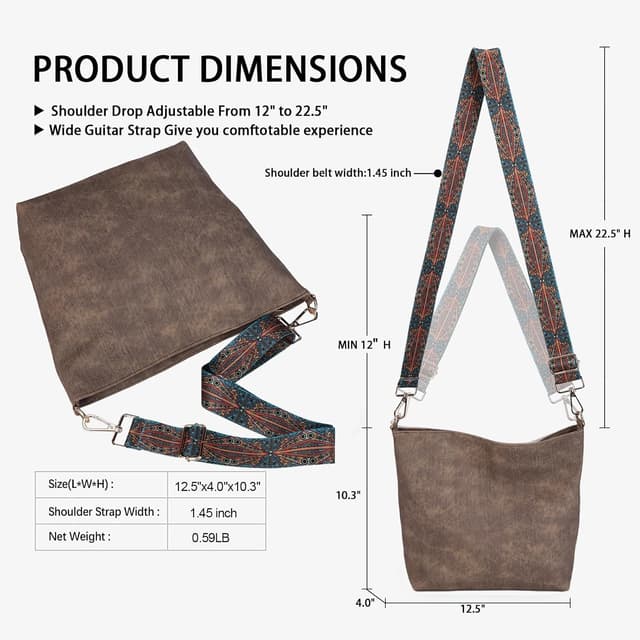 Detalle de Gladdon Women Hobo Crossbody Bag 8.5L