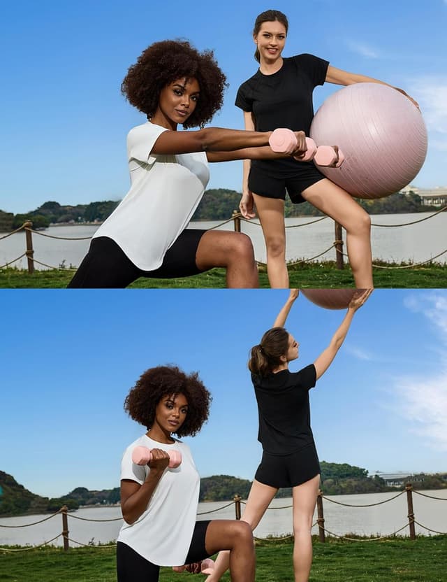 Detalle de Gyabnw maglietta sportiva donna a manica corta in rete, traspirante e ad asciugatura rapida