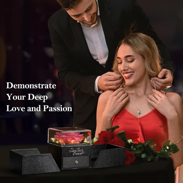 Thumbnail 3 de Emibele Rosa Preservada + Collar Plata S925 🎶 Regalo San Valentín