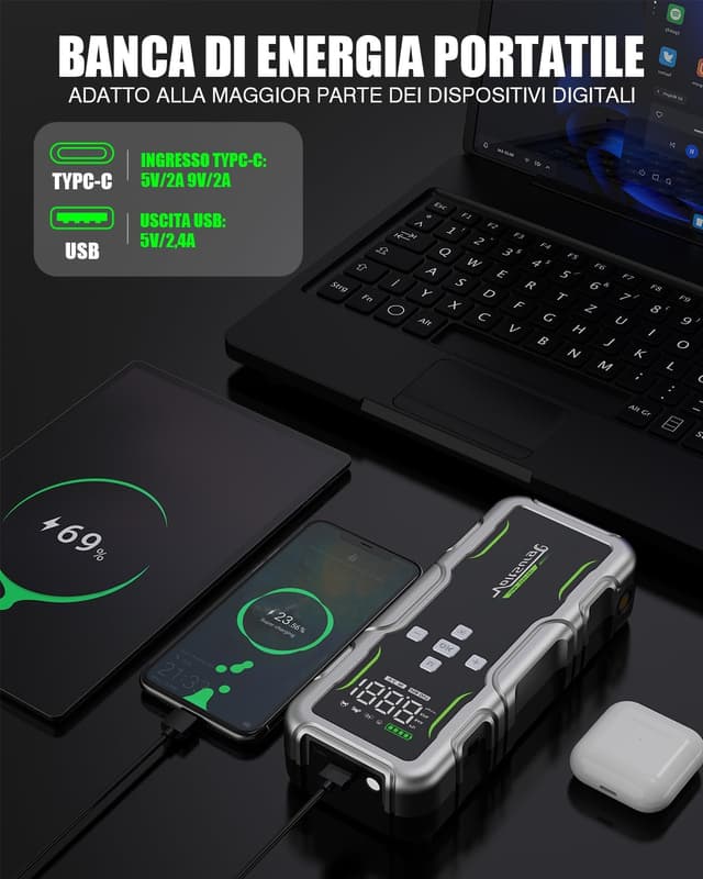 Detalle 2 de Avviatore Emergenza auto 12V 7000A