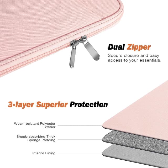 Detalle de MoKo Tablet Tasche als Sleeve für 13 Zoll (iPad Air, iPad Pro, MacBook Neo, Galaxy Tab) – Rosa