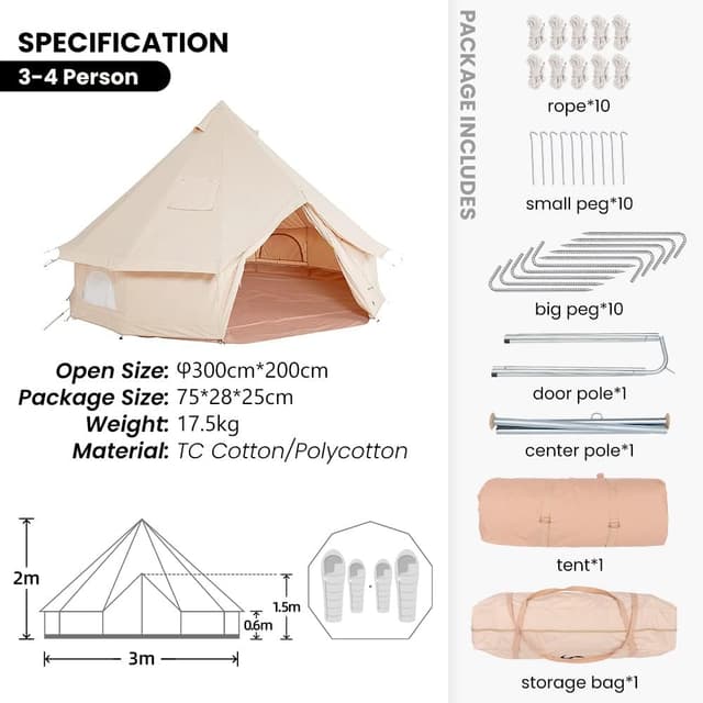 Detalle de FreiZelt Bell Tent Cotton Teepee 3 m