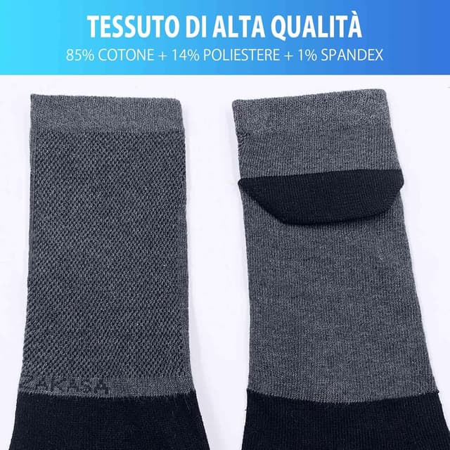 Detalle de PUTUO calzini sportivi corti a cinque dita per uomo (5 paia) in cotone traspirante