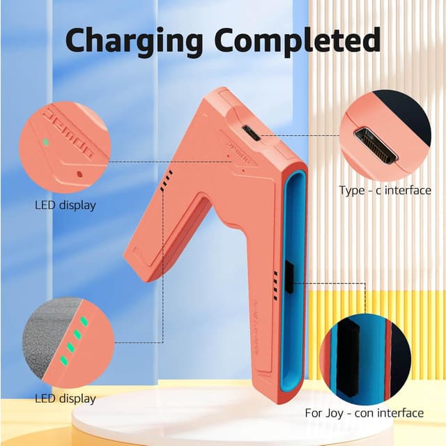 Thumbnail 6 de JEMDO Magnetic Switch 2 Charging Grip for Joy Con 2 (Orange) – LED ergonomic controller grip with USB-C cable