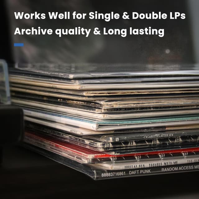 Detalle de POJSIO 12 Zoll LP Schallplatten-Außenhüllen (50er-Pack) aus transparentem Polypropylen