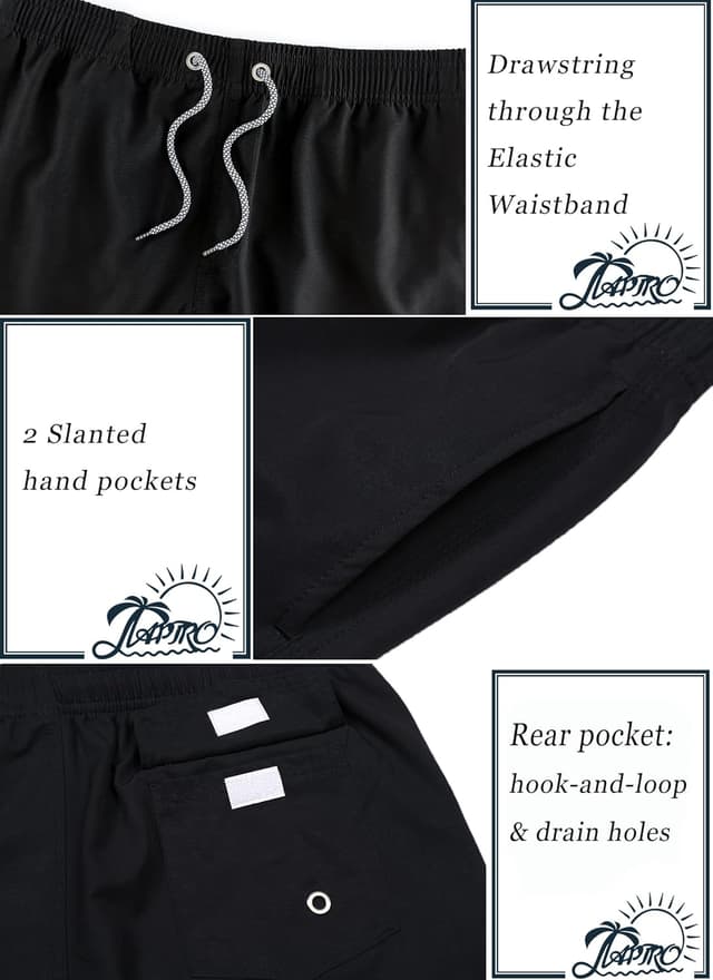 Detalle 2 de APTRO Herren Badehose lang: schnell trocknende Boardshorts mit Innenslip