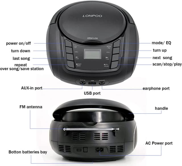 Thumbnail 6 de LONPOO LP-D03B Lettore CD Portatile