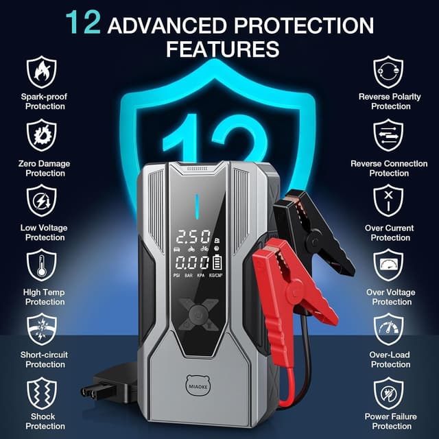 Thumbnail 6 de MIAOKE 8000A Booster avviamento auto 12V con compressore 150 PSI e torcia LED