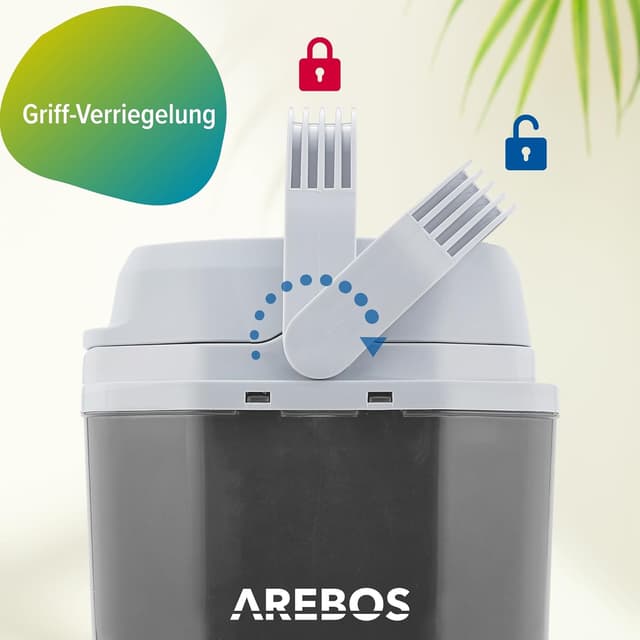 Detalle de Arebos 25-Liter-Kühlbox (12/230 V) mit ECO-Modus – zum Kühlen und Warmhalten unterwegs
