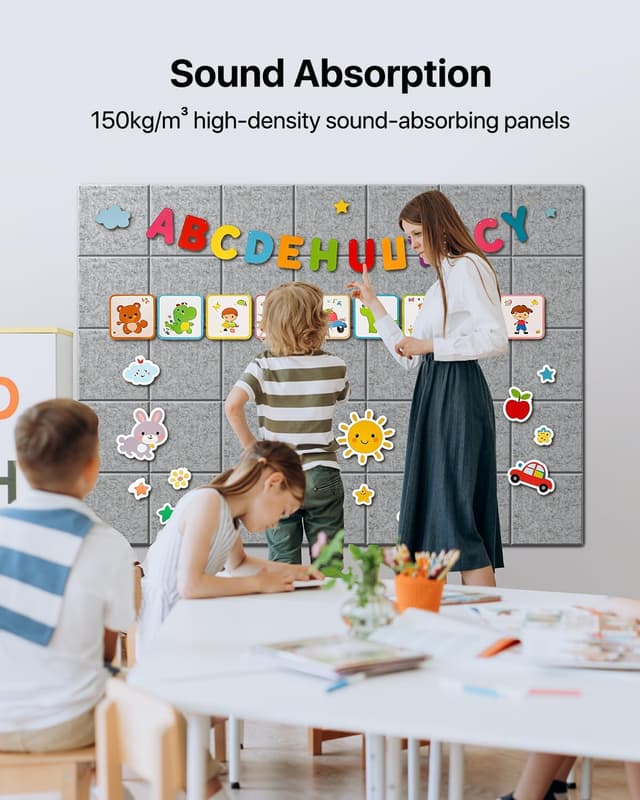 Detalle de Soundsbay Large Cork Board Felt Wall Tiles (120x90cm) – Self-Adhesive 12 Pack