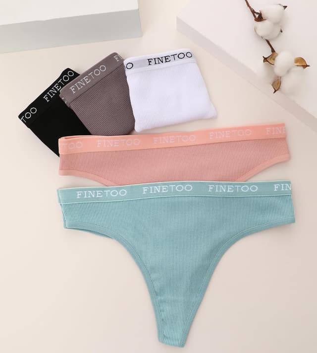Thumbnail 2 de FINETOO String Tanga 5-pack cotton thongs for women 🩲