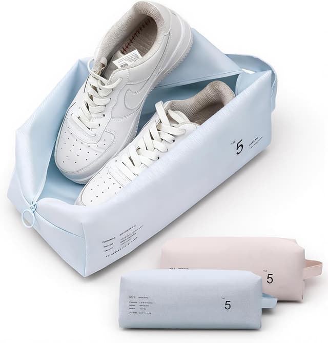 Detalle de Lammcou wasserdichter Schuhbeutel-Set (2er) für Reise, Gym & Schwimmen, mit Reißverschluss, 32x15x12 cm