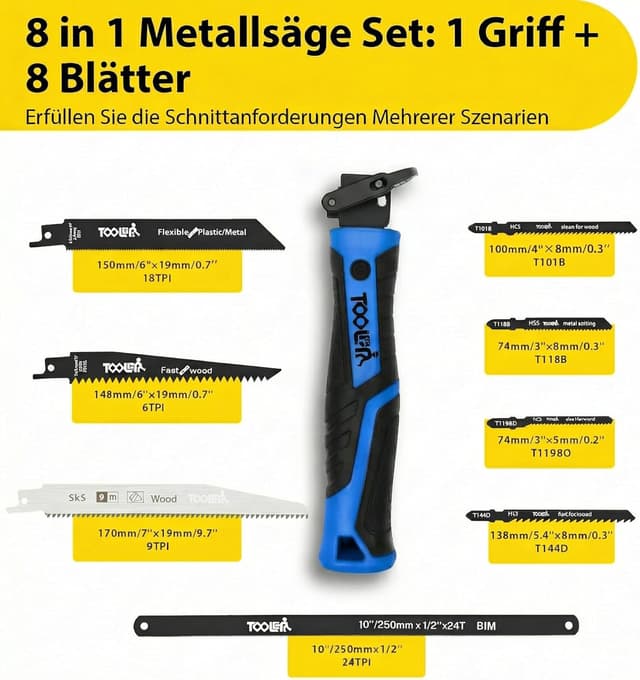 Detalle 2 de Magicbox 8-in-1 Metallsäge-Set Blau mit 8 austauschbaren Sägeblättern