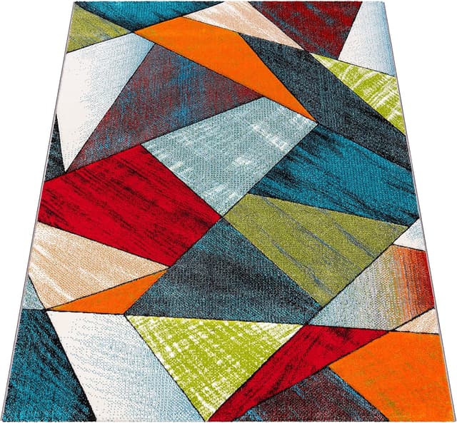 Detalle de Paco Home Kurzflor-Teppich 160x230 cm mit 3D-Optik und karierten Mustern für Wohnzimmer & Kinderzimmer