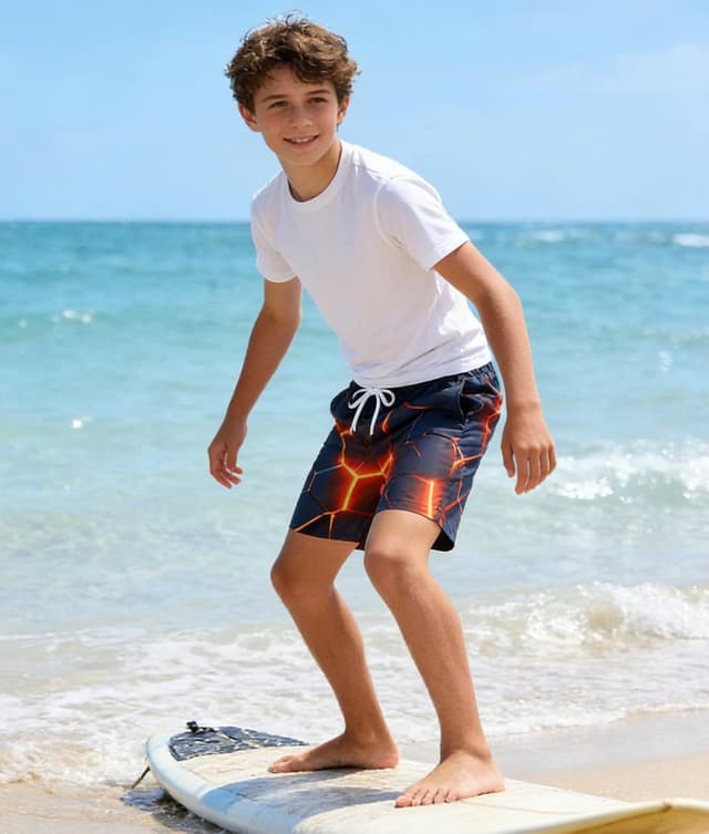 Detalle 2 de Kids4ever Boys Swimming Shorts Funny Printed Quick Dry Beach Board Trunks (6–14 Years)