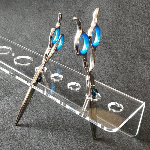 Detalle de FOMIYES Wall-Mounted Scissor Holder (Multi-Slot Acrylic Salon Organiser) for Hairdresser Tools