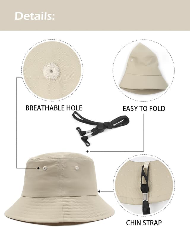 Detalle de Chapeau de pêche Zylioo Bob Grande Taille (L/XL/XXL) – séchage rapide, UPF 50+ anti-UV