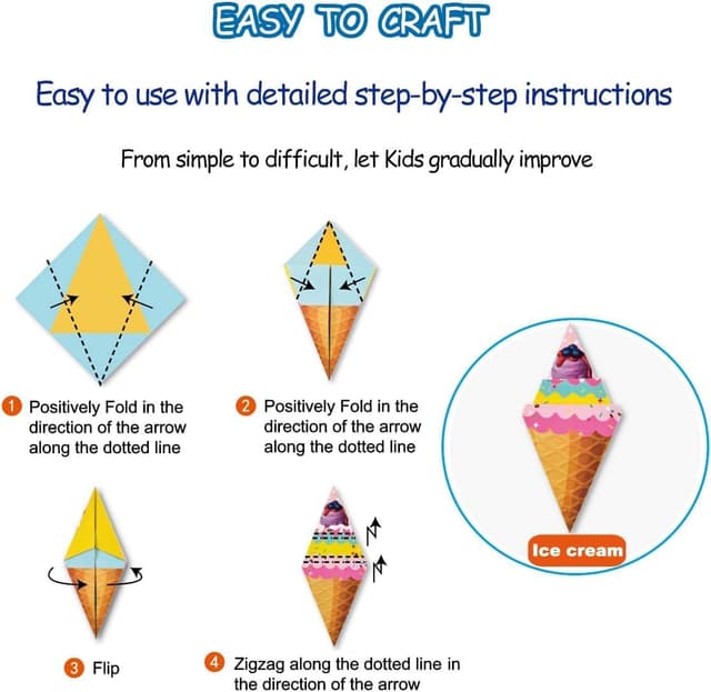 Detalle 1 de hapray Kids Origami Kit (Ages 6–12) with 96-page guiding book, 152 papers and 72 patterns