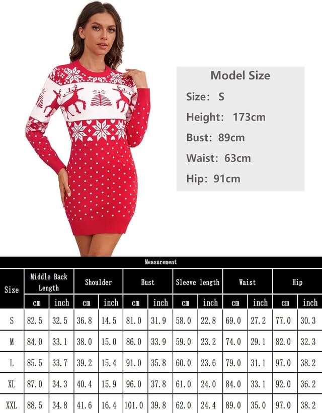 Thumbnail 5 de Uniexcosm Christmas Jumper Dress knitted jumper dress 🎽