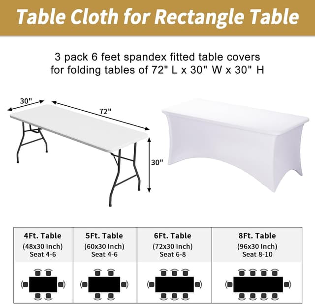 Thumbnail 2 de Fixwal 3-Pack White Table Cloths 6FT