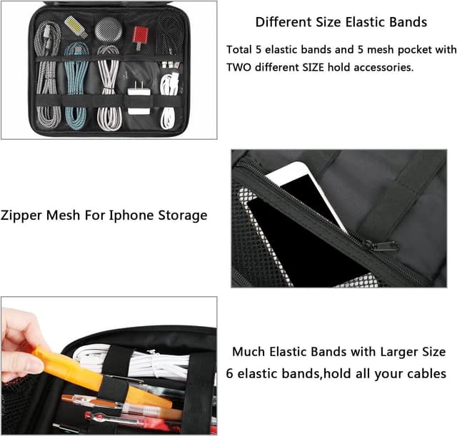 Detalle 2 de MATEIN Kabel Organizer Tasche (groß) – wasserabweisende Elektronik-Reise-Tasche für iPad bis 12,9 Zoll, Ladegerät & mehr