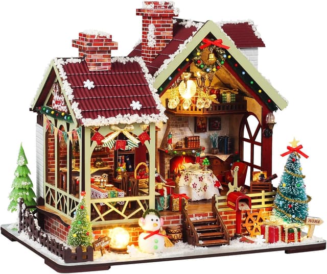Detalle de Lycidae Christmas DIY Book Nook Kit with Music (LED) – miniature dollhouse-style build