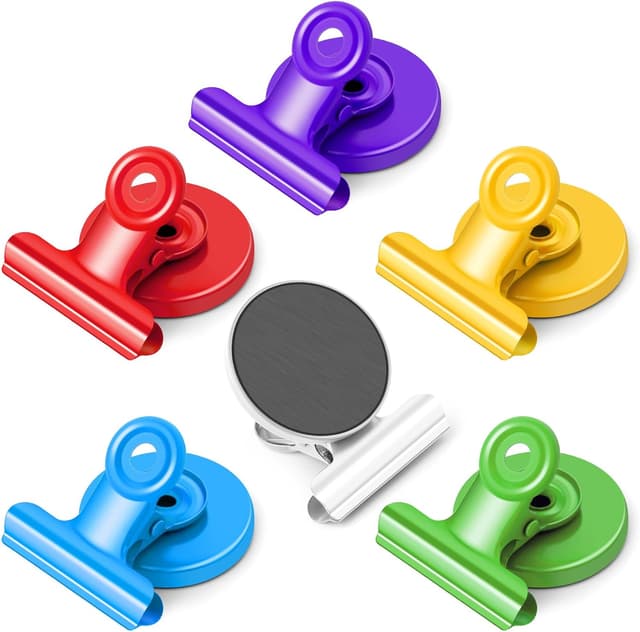 Detalle de FINDMAG fridge magnets clip 6-pack – heavy-duty magnetic clips for whiteboards, fridges and photos