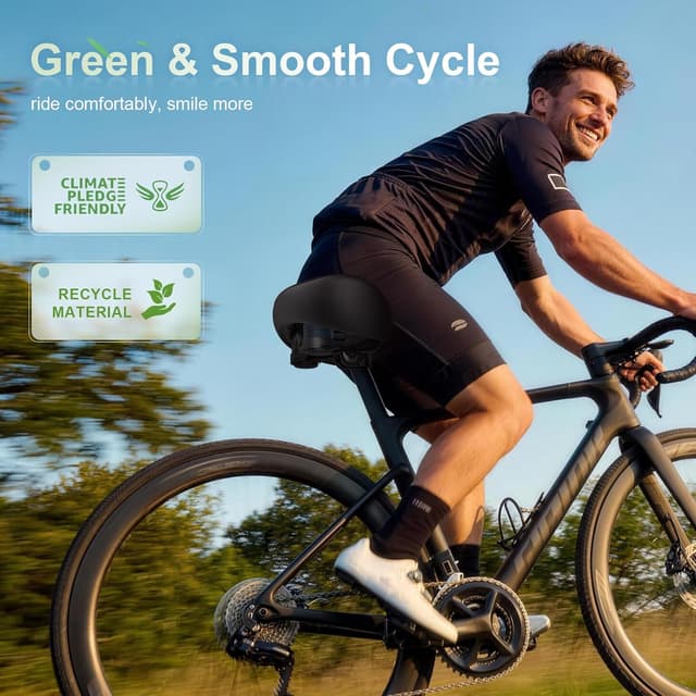 Detalle 2 de BLUEWIND Noseless Oversized Bike Seat (Wide, 13" cushion) for Electric Bikes, Stationary Bikes & Exercise Seats