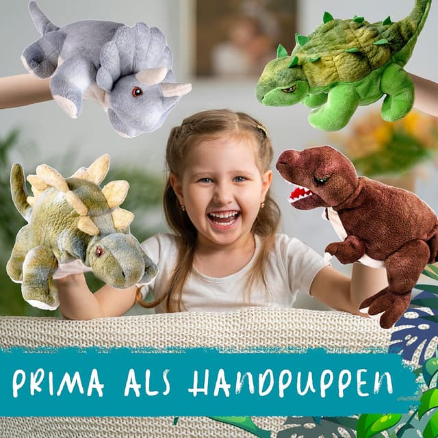 Detalle de Creanino Dino Kuscheltier 2-in-1 mit Wende-Design (Triceratops „Rocky“) – Plüschtier zum Wenden