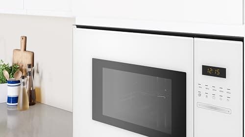 Detalle de Balay microondas encastrable sin marco de 38 cm e 25 l con grill, Aqualisis y apertura lateral izquierda (cristal blanco)