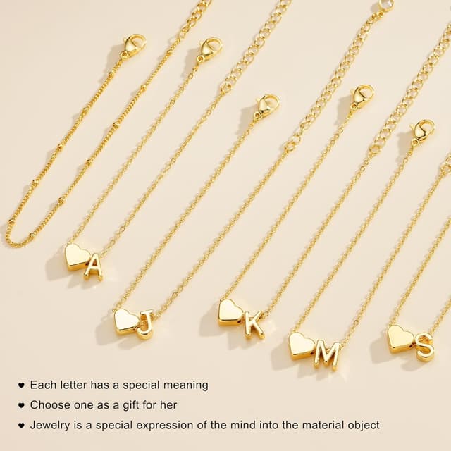 Thumbnail 6 de Bracelet femme TINGN lettres cœur – doré argenté, plaqué or 14 carats, personnalisable