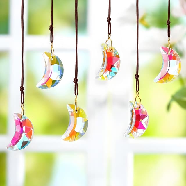 Thumbnail 6 de H&D HYALINE & DORA 12pc 30mm Crystal Moon Suncatcher Prism set for window hanging