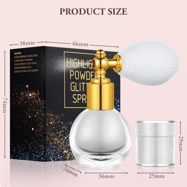 Detalle 2 de AOOWU Glitzer Spray (Silber) – Glitterspray für Face & Body für Party, Rave und Bühne