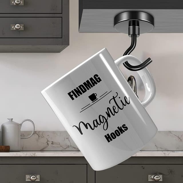 Detalle de FINDMAG Magnethaken Extra Stark 30 kg (6 Stück) – magnetische Haken mit Neodym für Werkstatt, Spind & Camping