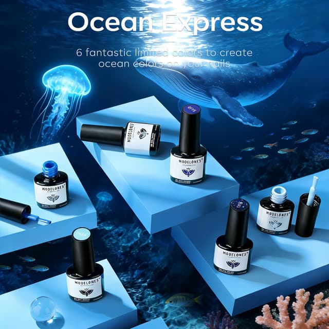 Thumbnail 6 de modelones Blue Gel Nail Polish Set 6 Colors 28+ days
