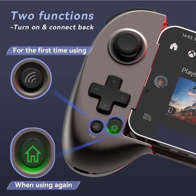 Detalle de ShanWan Handy Controller für Android/iOS (iPhone 15) – Bluetooth-Smartphone-Gamepad mit höhenverstellbarem Joystick