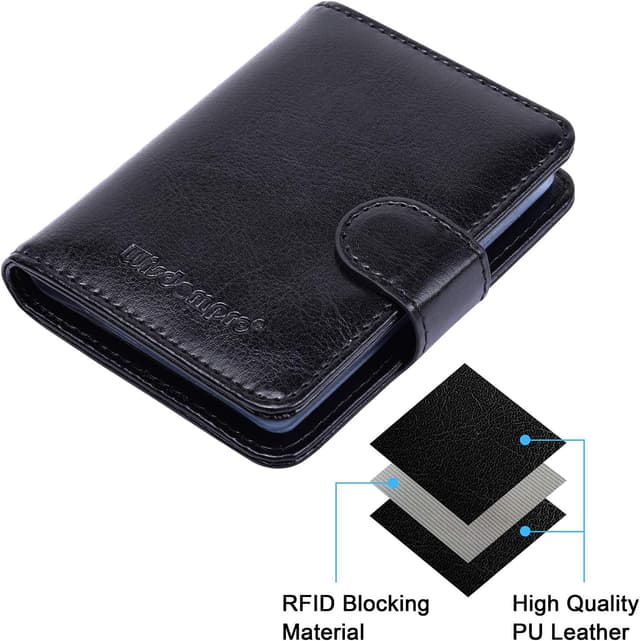 Detalle 2 de wisdompro RFID Credit Card Holder (20-card slot) with magnetic close – PU leather vertical wallet case
