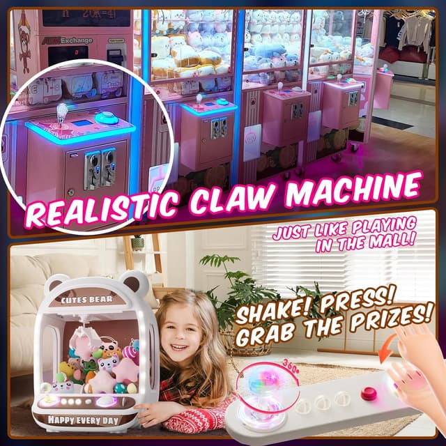 Detalle de Skirfy Claws Machines for Kids Unicorn Mini Claw Game (with sound effects, mute button, squishy prizes)