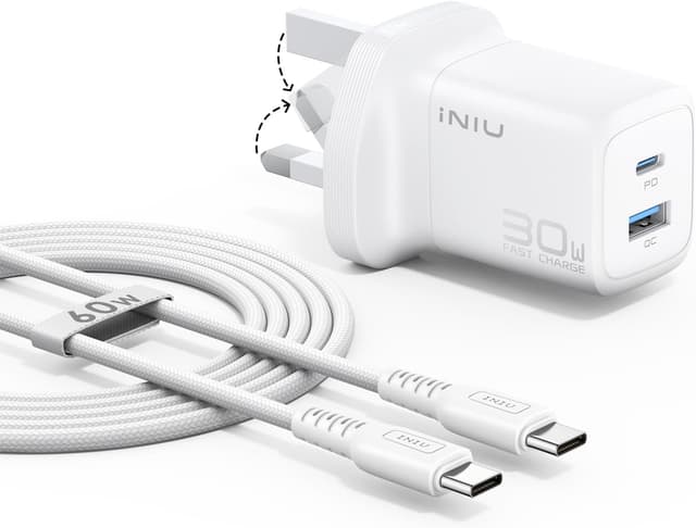 Detalle de INIU USB-C Charger 30W PD Fast Charging (GaN) with Dual Port USB-C + USB-A