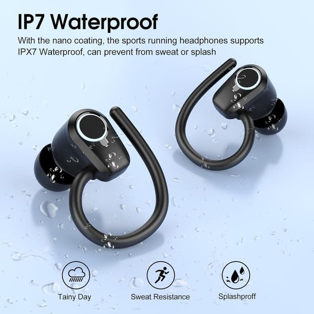 Detalle de Wireless Sports Earbuds with Bluetooth 5.3, ENC Mic & IP7 Waterproof (In-ear, LED case)