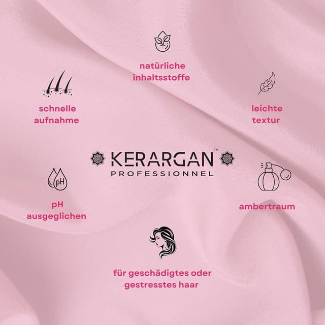 Detalle de Kerargan Ultra reparierende Keratin-Haarmaske für strapaziertes Haar (500 ml) – ohne Sulfate, GVO & Mineralöl
