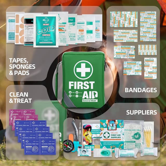 Detalle de General Medi First Aid Kit Compact First Aid Bag (175 pieces) – Reflective bag design