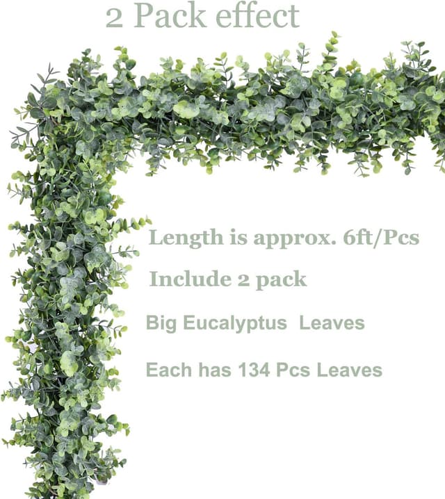 Thumbnail 6 de DearHouse Faux Eucalyptus Garland 6 ft, 2-Pack