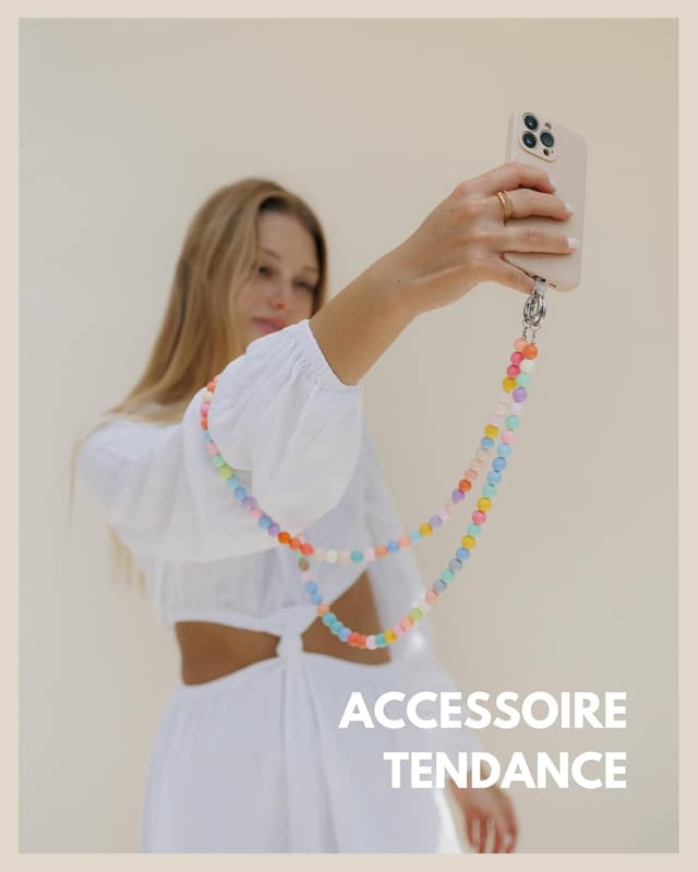 Detalle 2 de Dragonne téléphone avec perles 24 cm