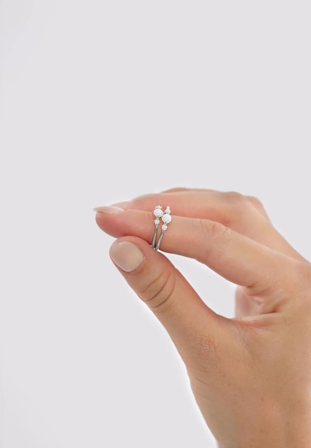 Detalle 2 de Elli Ring Damen Band Geo Vintage Trend mit synthetischem Opal aus 925 Sterling Silber