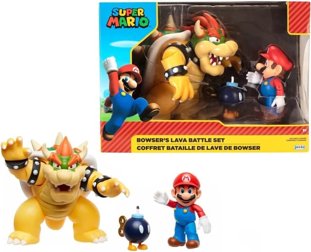 Detalle de Nintendo Super Mario Figuren-Set „Mario vs. Bowser“ (Bowser ca. 15 cm, Mario ca. 10 cm) – Wave 1