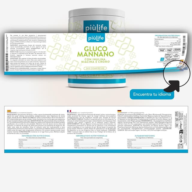 Thumbnail 6 de PiùLife Glucomanano 4000 mg 🥢 Suplemento para la digestión
