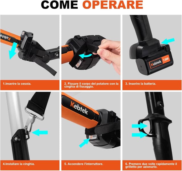 Detalle 2 de Kebtek KT940 Forbici potatura a batteria 40 mm