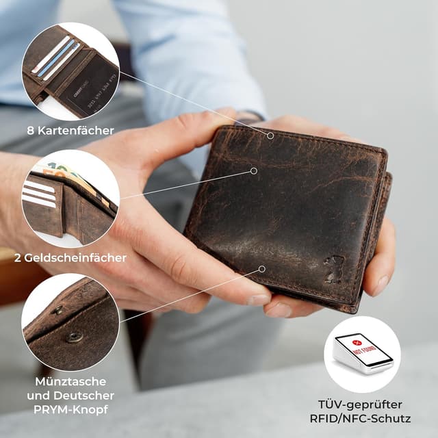 Detalle 2 de Berliner Bags Peter Geldbörse mit RFID Braun