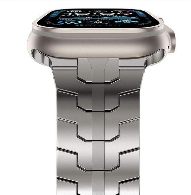 Detalle de NewWays Grade 2 Titanium Metal Link Strap for Apple Watch Ultra 49mm (Ultra 3/2/1)